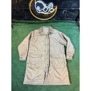 Vintage L.L. Bean Zip Up Wool Blanket Lined Barn Chore Beige Trench Coat Mens XL